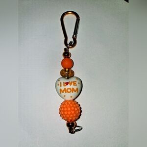 🧡 Handmade I Love Mom Bag Clip / Keychain